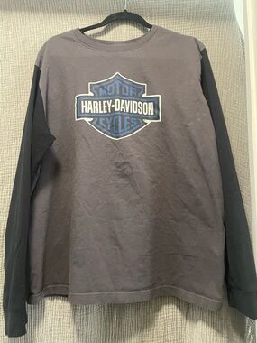 Harley-Davidson Two-Tone Black & Charcoal Long-Sleeve Logo Tee